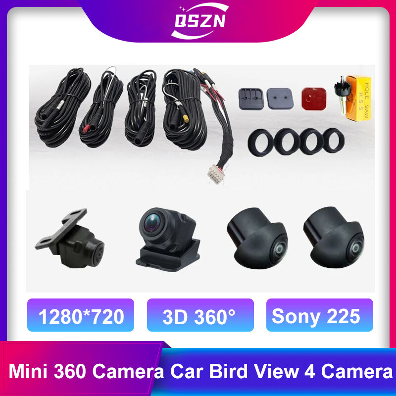 Versione notturna AHD 720*1280 SONY 225 360 ° fotocamera 4 fotocamera 3D impermeabile Mini auto posteriore/sinistra/destra/vista anteriore parcheggio universale