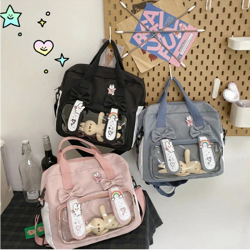 Xiuya Japanese Fashion Shoulder Bag for Women Nylon Lolita Jk Casual College Style Backpack Cute Bow Designer New Female Ita Bag