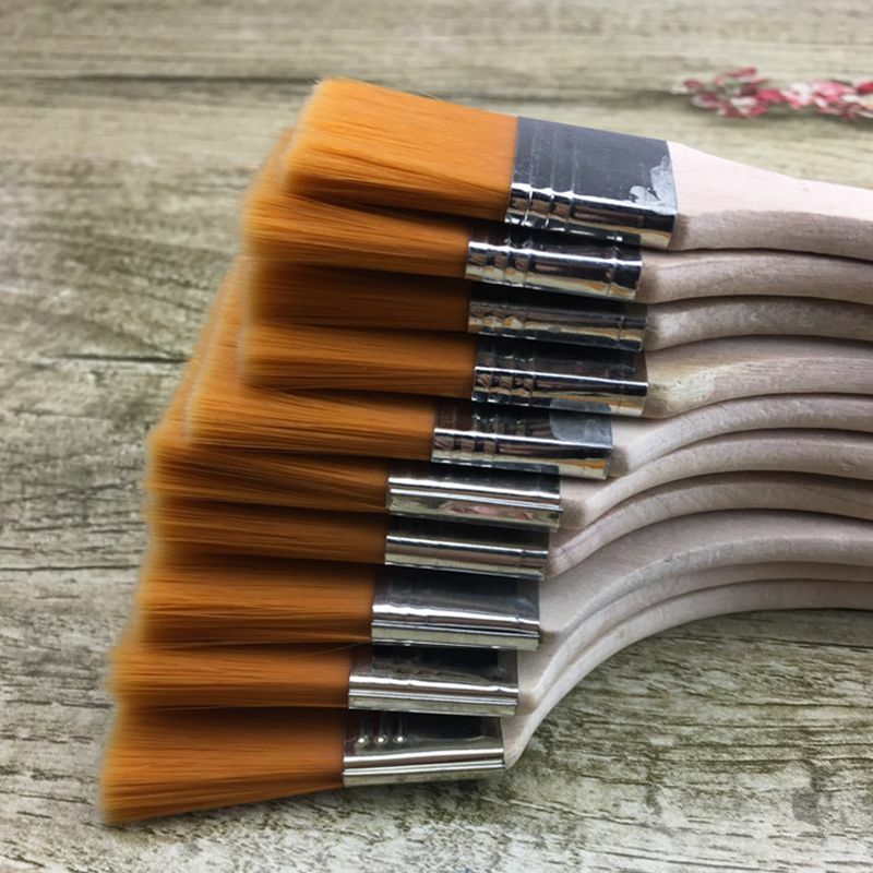 Nylon Paint Brush Different Size Wooden Handle Watercolor Brushes For Acrylic Oil Painting School Art Supplies Painting Brush