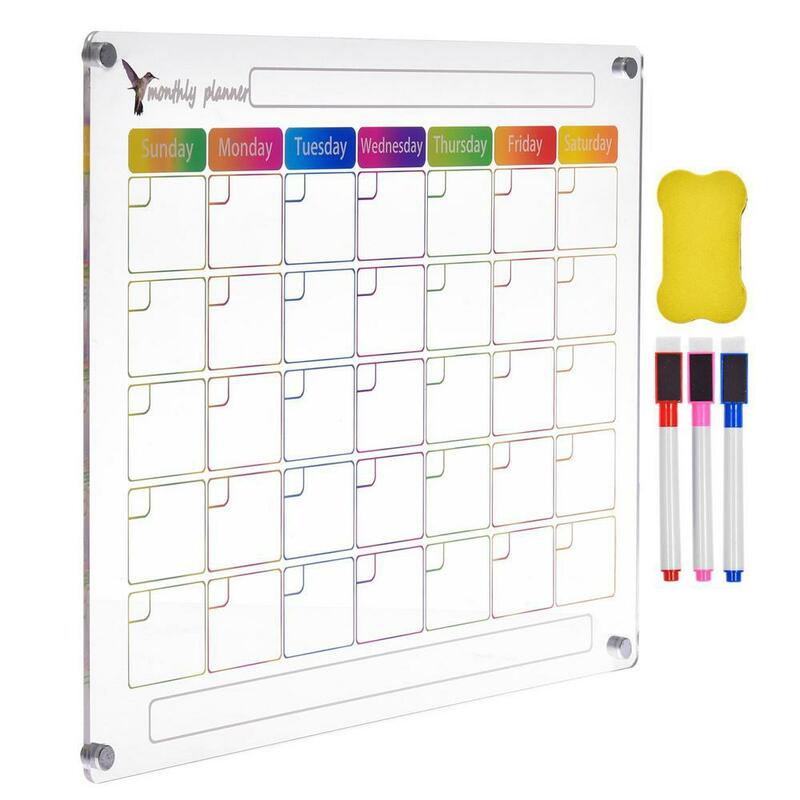 Papan tulis putih yang dapat dihapus perencana mingguan magnetik papan Memo kulkas bening peralatan Sekolah Kalender transparan akrilik untuk anak-anak