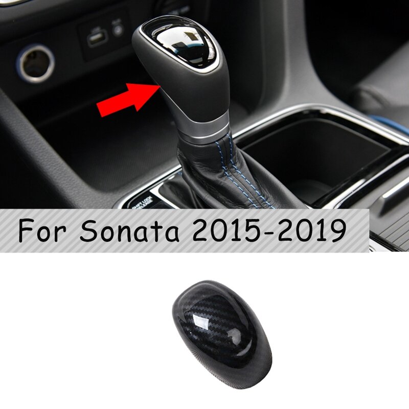 Perilla de palanca de cambios de consola Central de fibra de carbono, cubierta decorativa para Hyundai Sonata 2015-2019