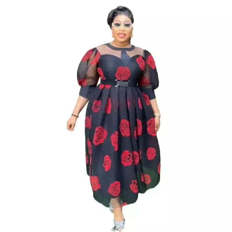 Eleganckie afrykańskie sukienki damskie 2024 modny nadruk Maxi długa sukienka Kaftan suknia muzułmańska damski odzież stroje
