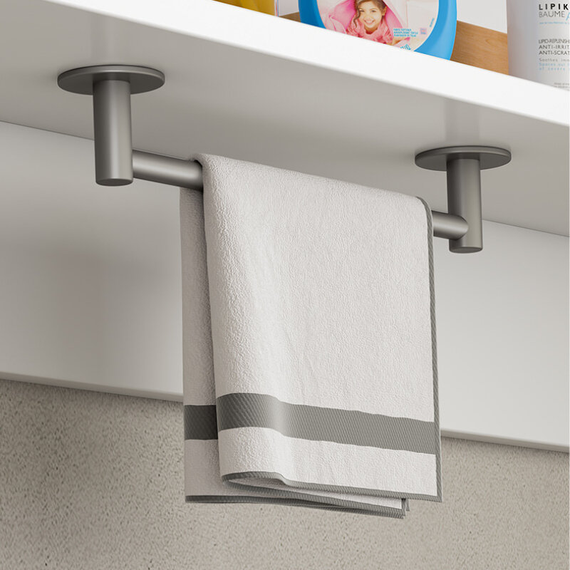 WEPICK Hand Towel Bar 30-80CM Rod Rail Rack Wall Hanger With Hooks Gun Gray Shower Pole Space Aluminium Shelf Bathroom Accessory