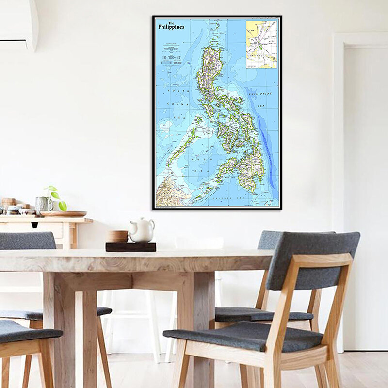 59*84cm The Philippines Map 1986 Year Version Administrative Map In English Wall Unframed Poster and Print Home Decoration