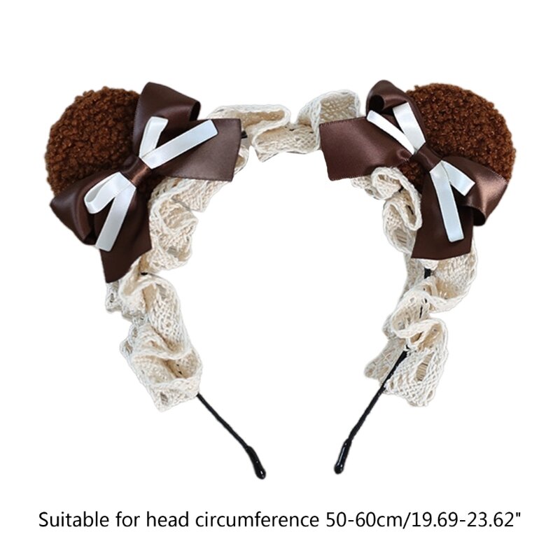 Ikat kepala kartun alat peraga kostum Cosplay Halloween lingkaran rambut bentuk telinga beruang