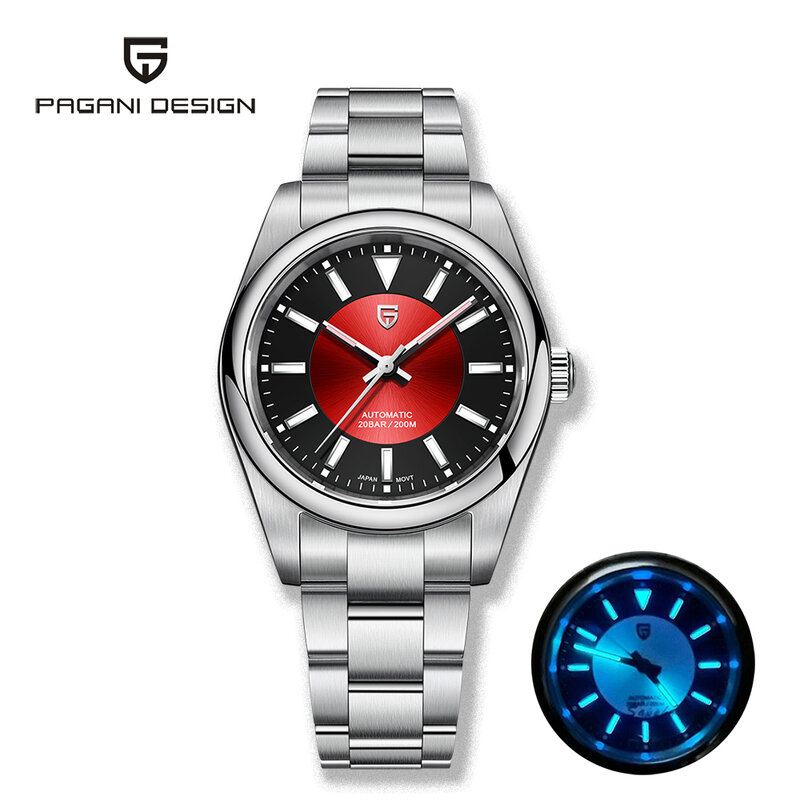 PAGANI DESIGN 남성용 자동 기계식 시계, NH35 라이징 썬 다이얼, 39mm 클래식 럭셔리 스포츠 AR 코팅 시계, 2023 신제품