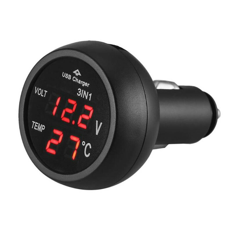 Digitales LED-Auto Zigaretten anzünder Voltmeter Thermometer Auto LKW USB-Ladegerät 12V/24V Temperatur messer Voltmeter 3 in 1/2 in 1