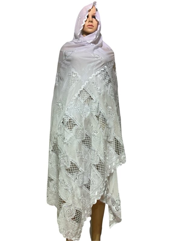 Zachte Luxe Sjaal Hoge Kwaliteit 100% Katoen Dubai Afrikaanse Vrouwen Islamitisch Sjaal Patroon Borduurwerk Chemische Kant Sjaal Manycolor