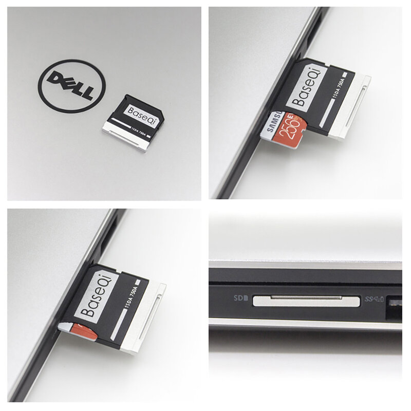 BaseQi สำหรับ Dell XPS 15นิ้ว9550 /DELL Inspiron14inch 5445/DELL M5510 Micro SD การ์ดอลูมิเนียมการ์ด reader 750A