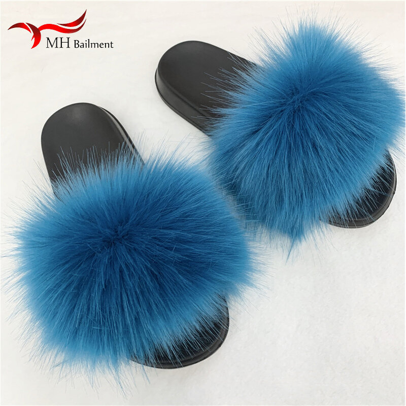 Pantofole in pelliccia sintetica donna casa Fluffy Flat Slides Winter Comfort Furry House scarpe dolci pantofola femminile infradito da interno
