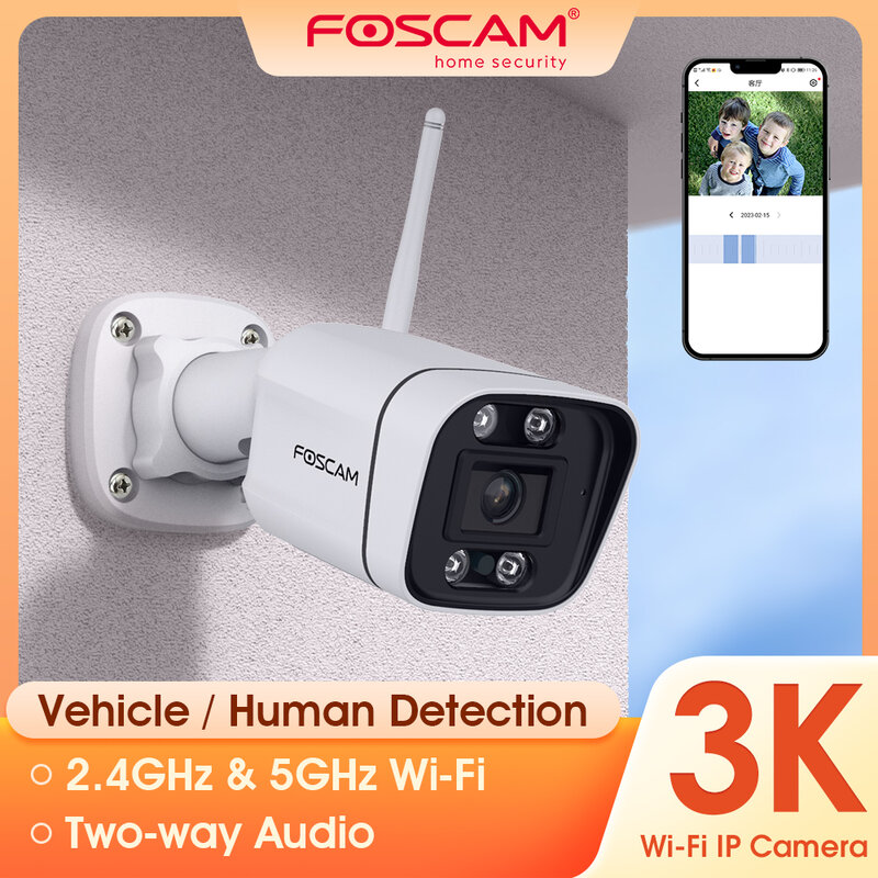 Foscam-câmera de segurança ao ar livre, câmera de vigilância sem fio com visão noturna e detecção humana, wi-fi, v5p, 5p, wi-fi, 2.4g/5g