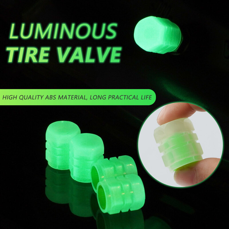 4 Pcs Universal Colorful Luminous Tire Valve Cap Car Wheel Hub Glowing Styling Decoration Auto Accessories For Motorcycle Bike