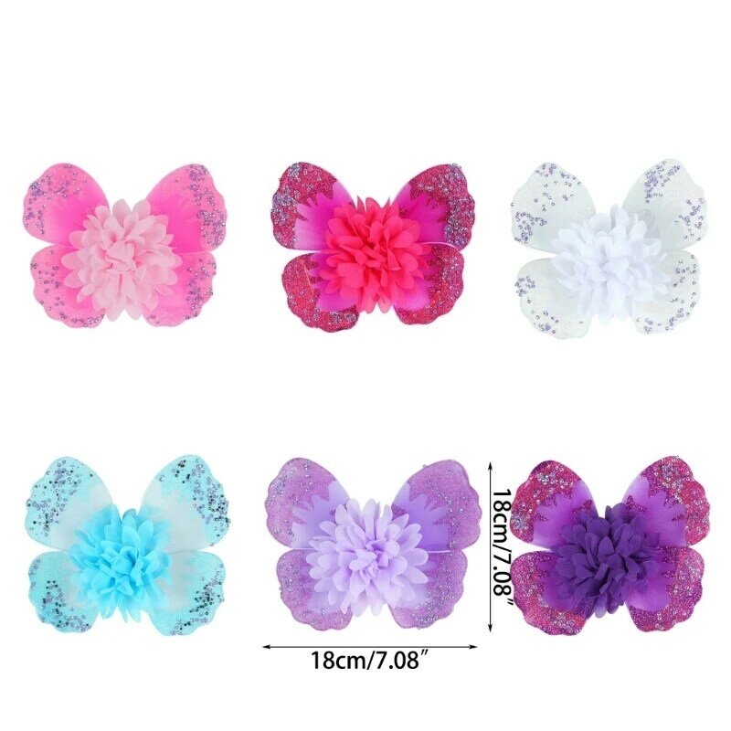 Q0KB 사랑스러운 꽃 신생아 사진 소품 꽃 천사 날개 나비 매력 의상 매혹적인 사진 촬영을위한 복장