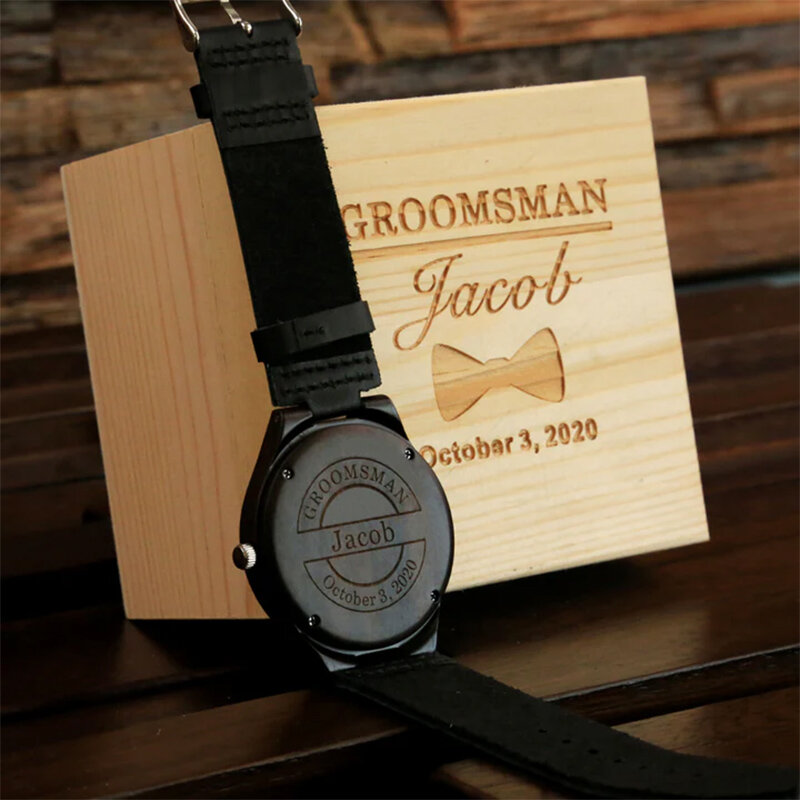 BOBO BIRD Custom Groomsmen Gift Men Wood Watch Personalized Best Man Gift Wedding Gift Wooden Watch with Free Engraving