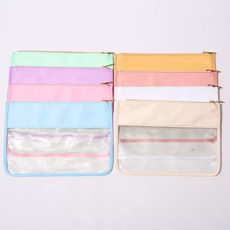 Letter Patches Transparent PVC Cosmetic Bag Clear Travel Make up Cosmetic Bag Pouches Snacks Bag Organizer Factory Direct Sell