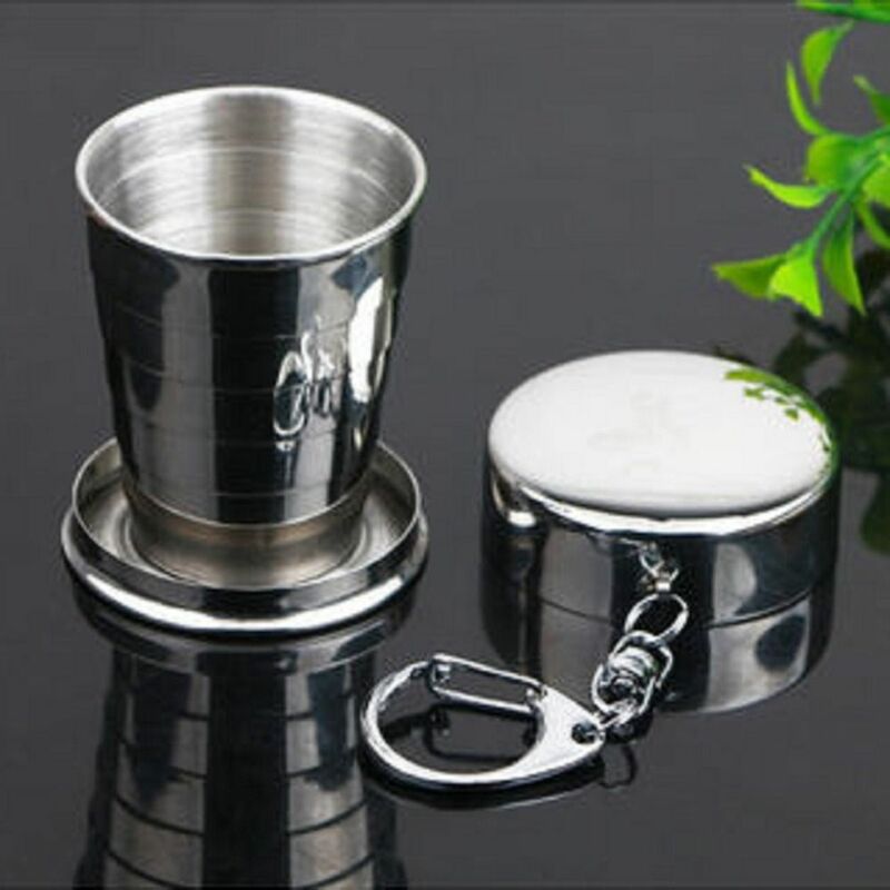 Брелок, складная чашка из нержавеющей стали, телескопическая портативная наружная Складная чашка 150/250 мл