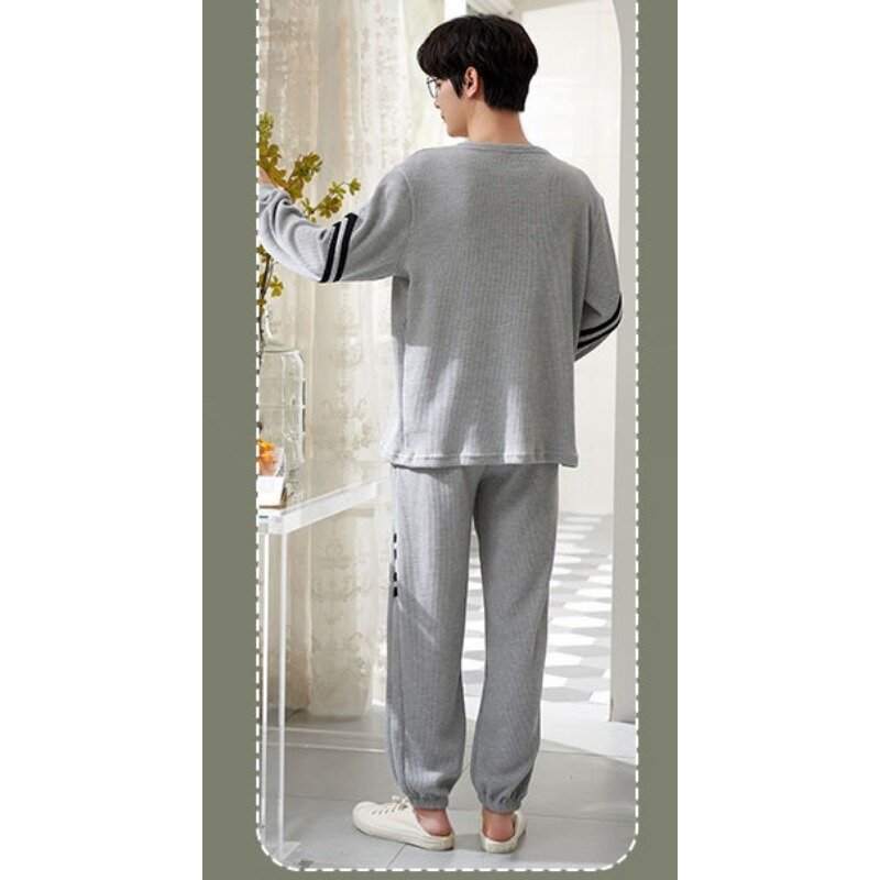 Conjunto de pijama de algodón puro para hombre y mujer, ropa de dormir informal de manga larga, prendas de vestir grandes, traje de casa de dos piezas, primavera y otoño, novedad de 2023