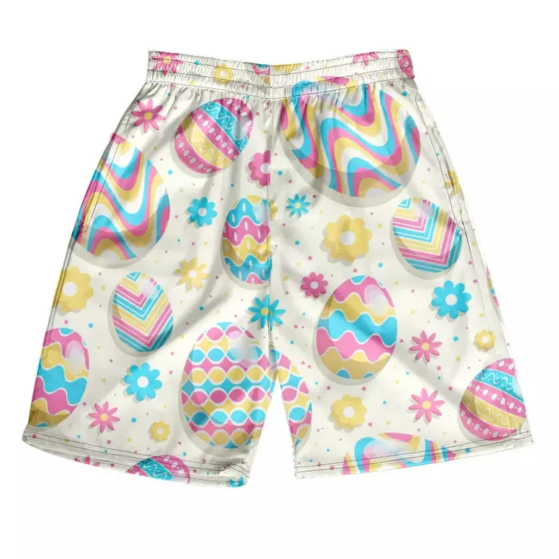 Pantalones cortos con estampado 3d de huevos de la suerte para hombre, ropa de calle Unisex, informal, deportiva, para playa