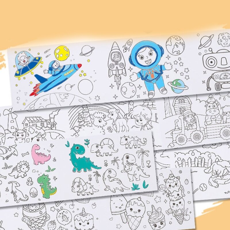 Rollo papel dibujo Y1UB, rollo para niños, rollo para colorear para inspirar creatividad, suministros arte