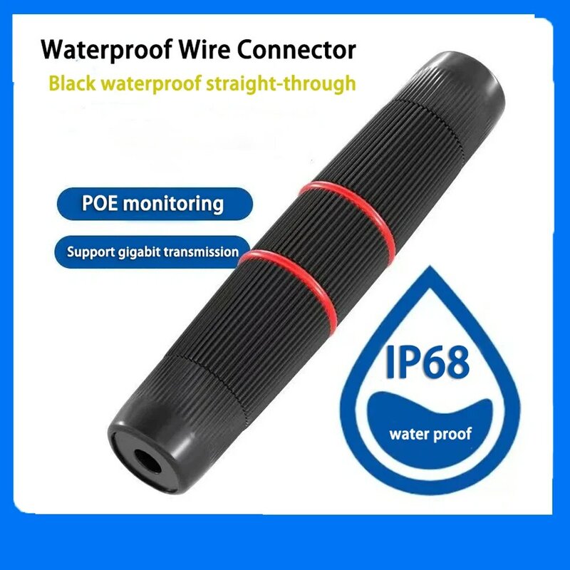 IP68 Waterproof Wire Connector Electrical Cable Outdoor RJ45 Plug Socket Weatherproof Straight Connector Quick Scre