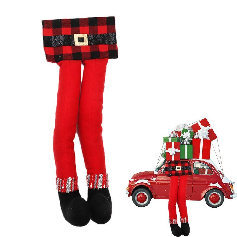 Juguetes de patas de elfo para decoración de coche, adorno de piernas de muñecas para decoración del hogar, regalo de Año Nuevo para niños, navidad