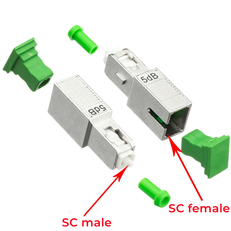 Yin e yang atenuador fixo, atenuador de fibra óptica, masculino e feminino, SC APC, 0-30db