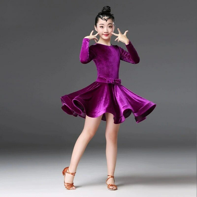 Latin Dance Costume Girl's Training Dress Competition Dance Skirt Professional Performance