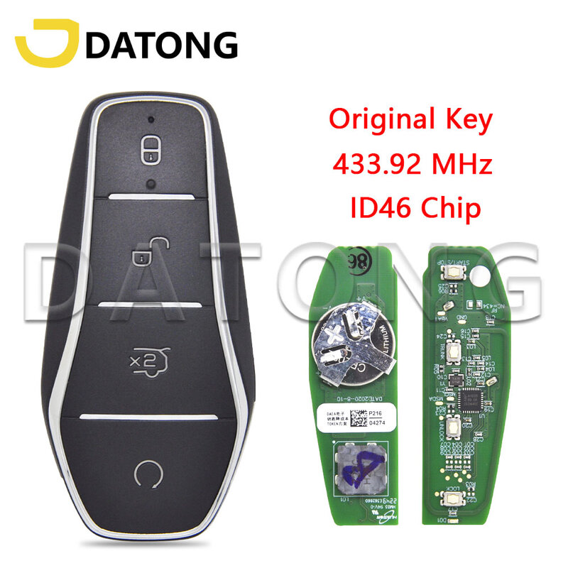 Datong Wereld Auto Afstandsbediening Sleutel Voor Byd Qin Plus Dm-I Qin Plus Ev Yuan Plus Son Id46 Chip 433.92Mhz Originele Nabijheidskaart