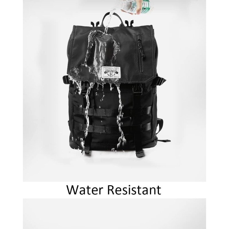 Расширяемый винтажный рюкзак, рюкзак для ноутбука для поездок, до 40 литров, подходит для 15,6-дюймового экрана компьютера (черный)