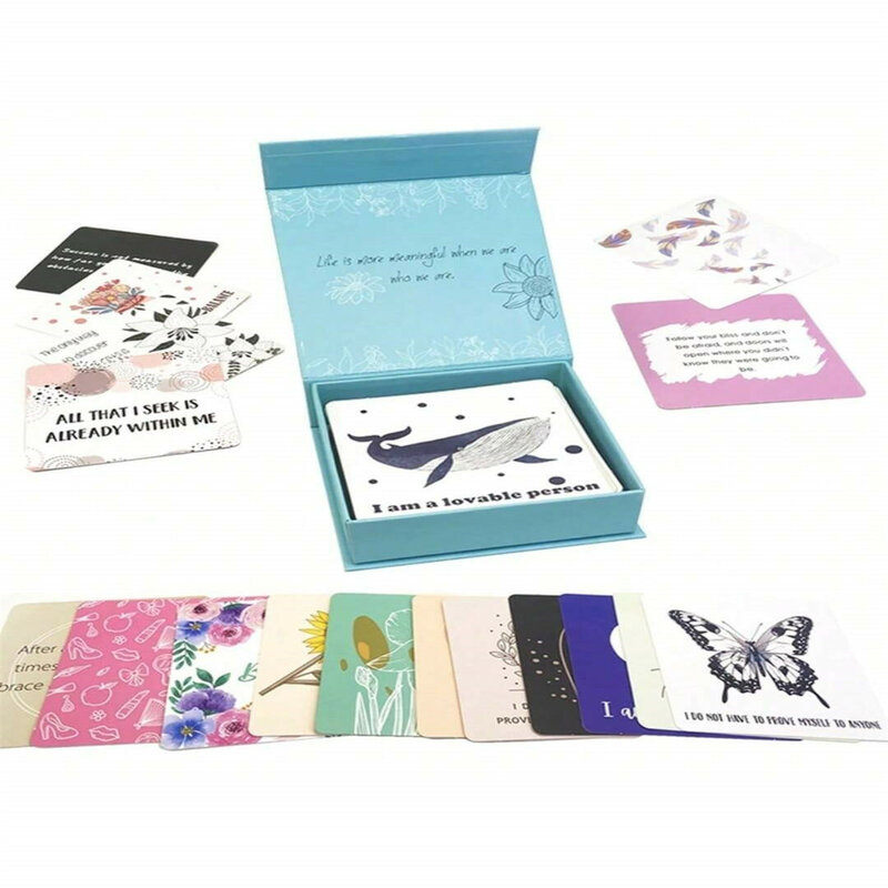 Tarjetas de Felicitación inspiradoras para mujer, tarjetas de amabilidad de larga duración, palabras afectuosas positivas, 50 hojas, juegos de mesa