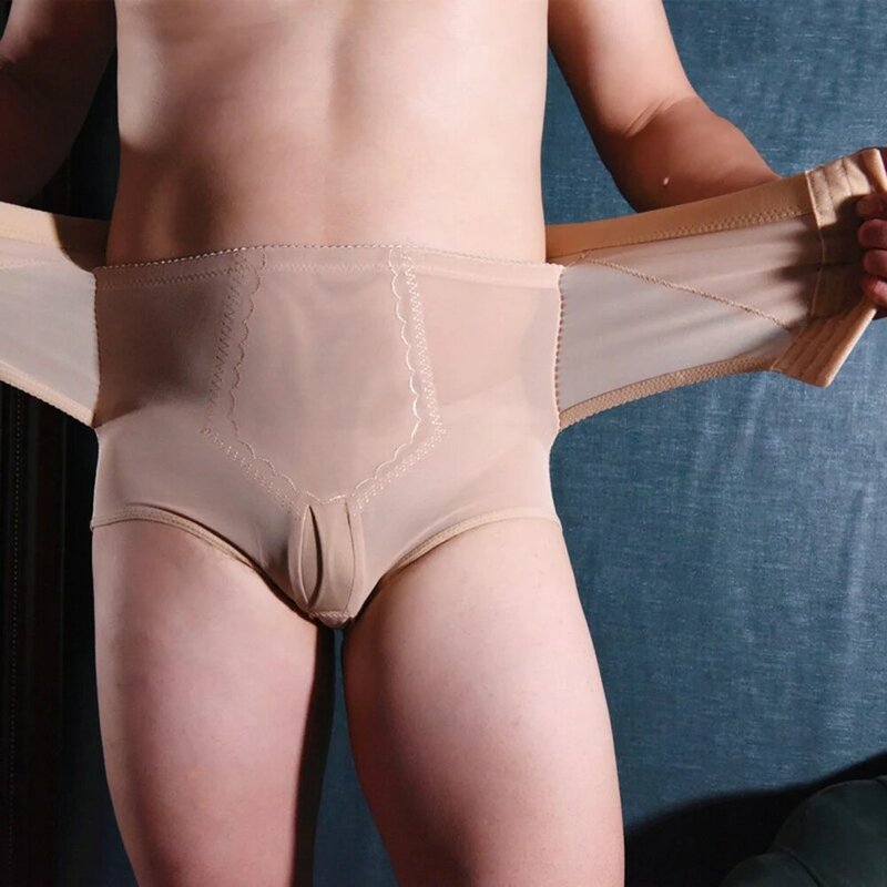 Men Sexy Lace Sissy Hip Lifting Tool Waist Pouch Panties High Waist Tummy Control Shaper Underwear Tightening Mens Briefs