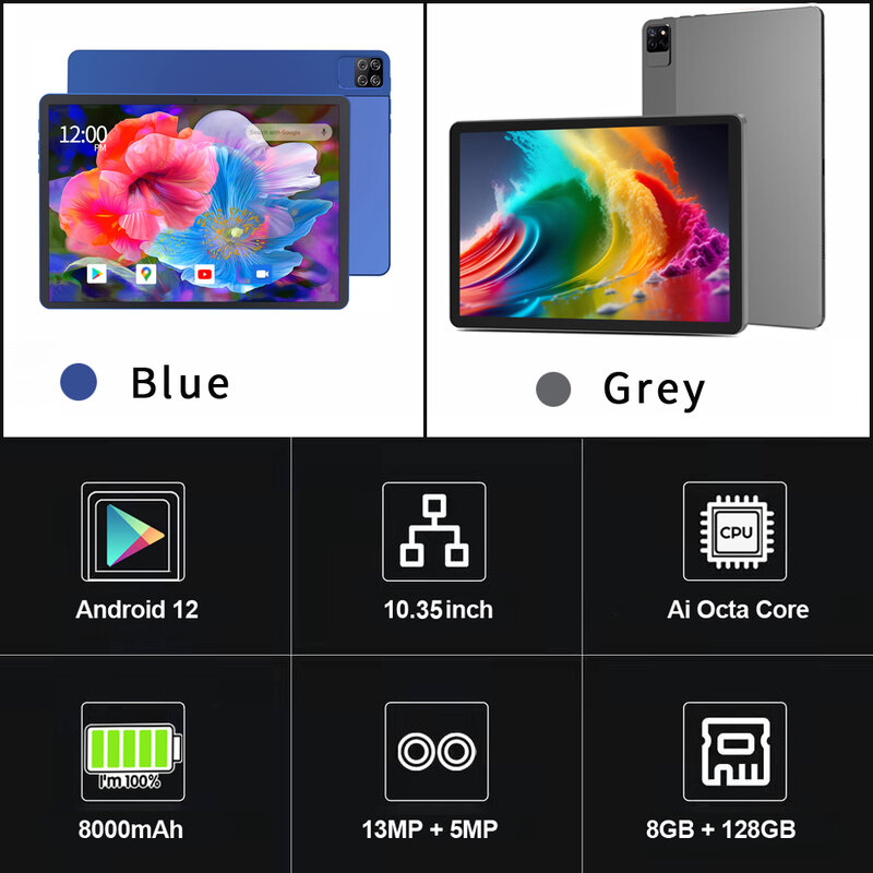 Globale Firmware Original BDF P40 empfindlich ai CPU 8GB 128GB Octa Core Android 12, 10,35 Zoll HD LCD-Bildschirm WiFi Tablet Pad Tablet