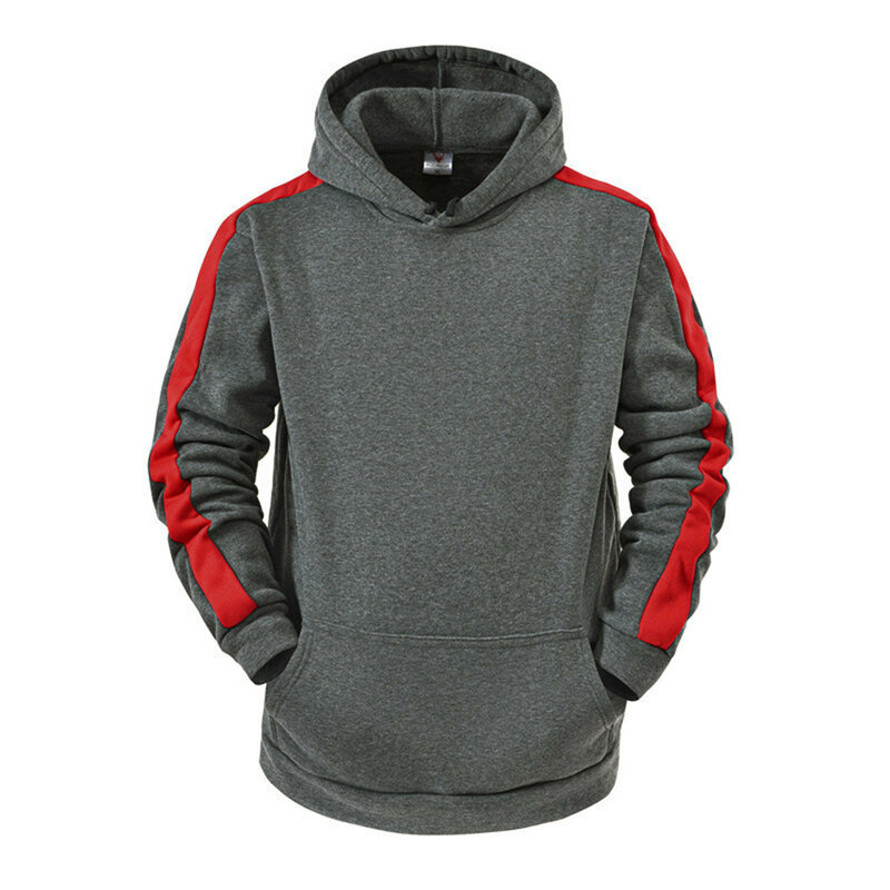 Spring And Autumn Men's Patchwork Long Sleeve Hooded Blouses With Pocket Loose Casual Sweatshirts Fashion Male Tops