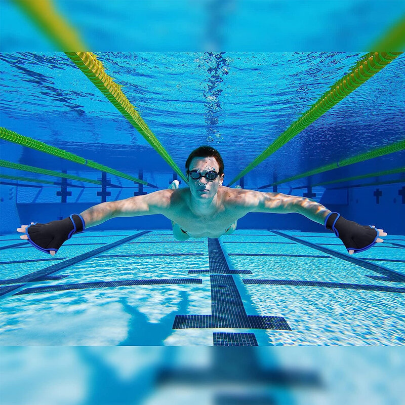 ถุงมือว่ายน้ำ1คู่ถุงมือฝึกว่ายน้ำเป็นพังผืดขนาดใหญ่ถุงมือพายสำหรับผู้ชายผู้หญิง