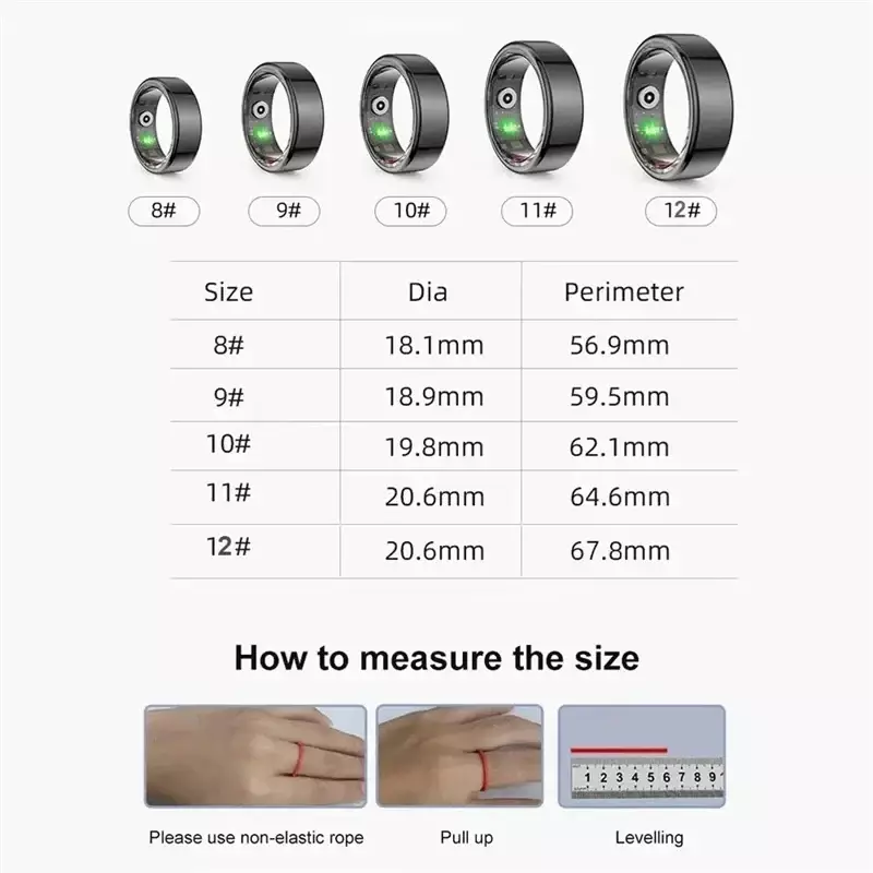 แหวนอัจฉริยะสำหรับผู้ชายผู้หญิง R02วัดอัตราการเต้นของหัวใจวัดออกซิเจนในเลือดสายรัดข้อมือฟิตเนสกิจกรรมกีฬาสำหรับแอนดรอยด์ iOS 2024