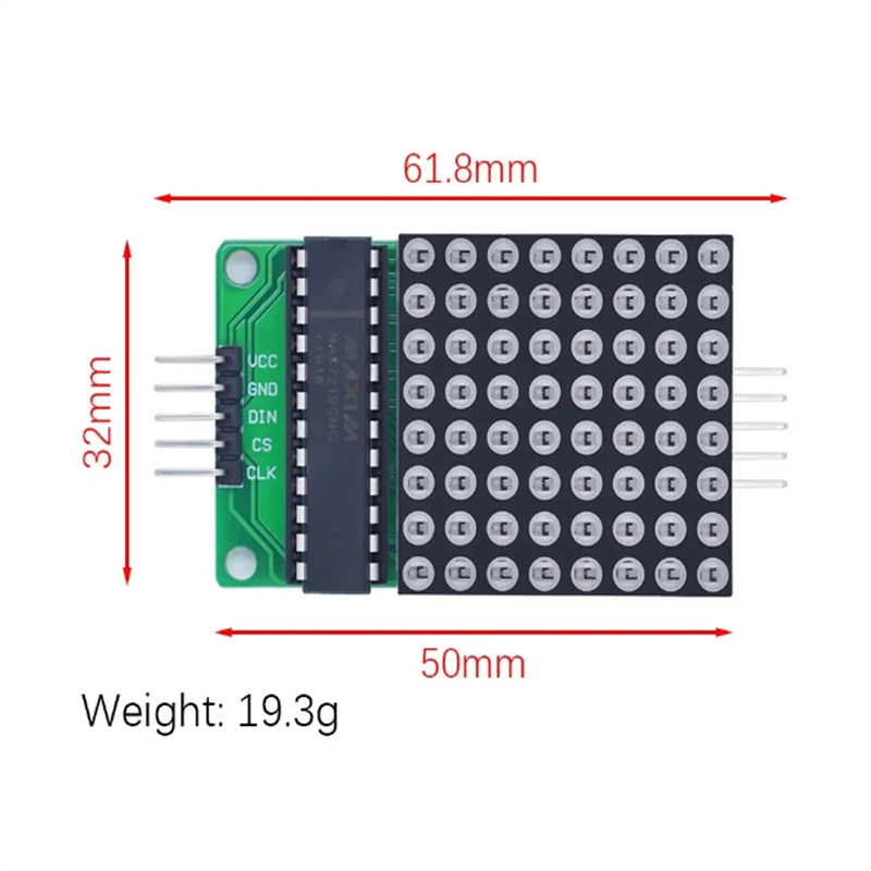 MAX7219โมดูล8*8 Dot Matrix โมดูลไมโครคอนโทรลเลอร์โมดูลแสดงผล LED โมดูลควบคุมการแสดงผลสำหรับ Arduino 5V