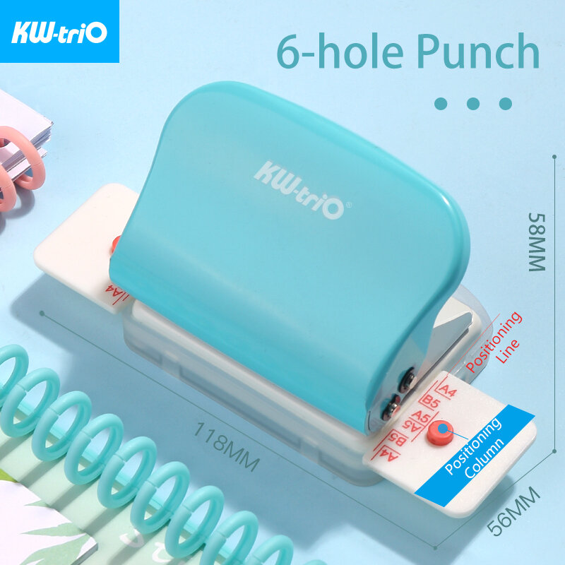 KW-triO Round Hole Punch Notebook Standard Punch Machine 6-hole Planner Papers Puncher A4 A5 B5 DIY Scrapbooking Office Supplies