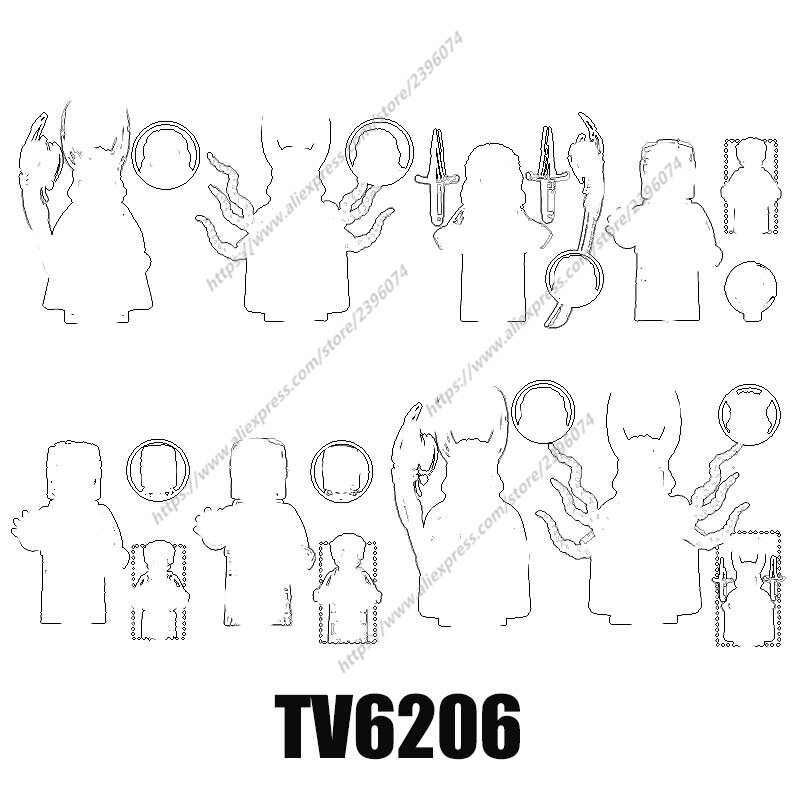 액션 피규어 빌딩 블록 장난감 시리즈, TV6206, TV1041, TV1042, TV1043, TV1044, TV1045, TV1046, TV1047, TV1048, 1 개