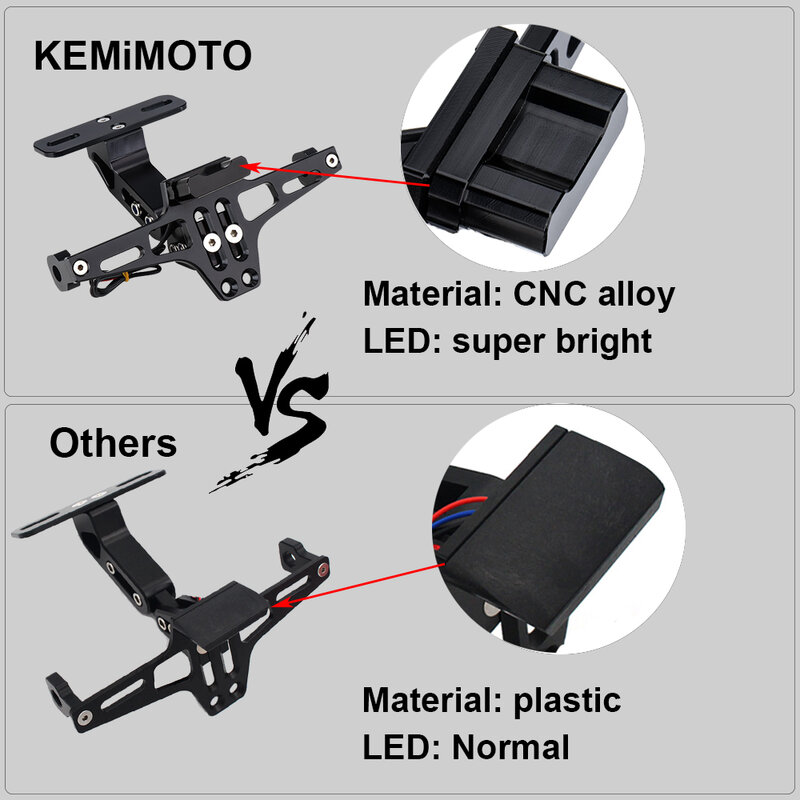 Titular da placa da motocicleta e LED Turn Signal Light, Yamaha MT07, MT10, Kawasaki Z750, Z800, BMW R1200, Acessórios