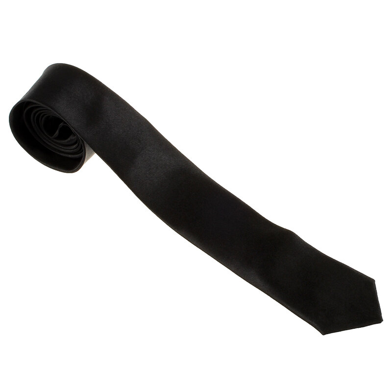 Dasi kasual uniseks ramping ramping dasi leher sempit-hitam