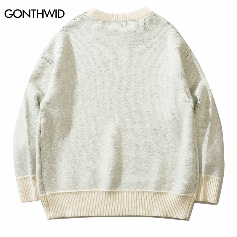 Men Vintage Sweater Y2K Streetwear Hip Hop Vintage Knitted Doberman Dog Sweaters Autumn Harajuku Fashion Retro Casual Sweaters