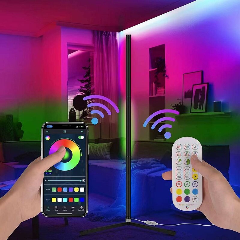 스마트 앱 LED 코너 스탠딩, 분할 가능한 바닥 조명, 방 분위기, 홀리데이 파티, 웨딩 호텔, 빌라 바 이벤트