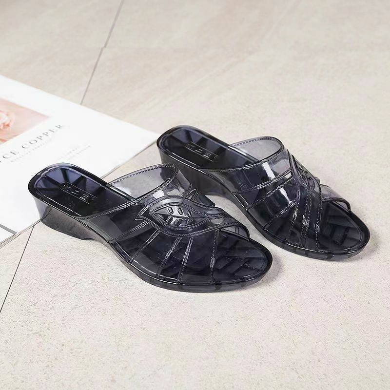รองเท้าแตะคริสตัลรูปลิ่มคำเดียวสำหรับผู้หญิงใหม่รองเท้าแตะสำหรับใส่ในบ้านพื้นนุ่มสำหรับ gratis ongkir รองเท้าแตะกลางแจ้งในห้องน้ำ
