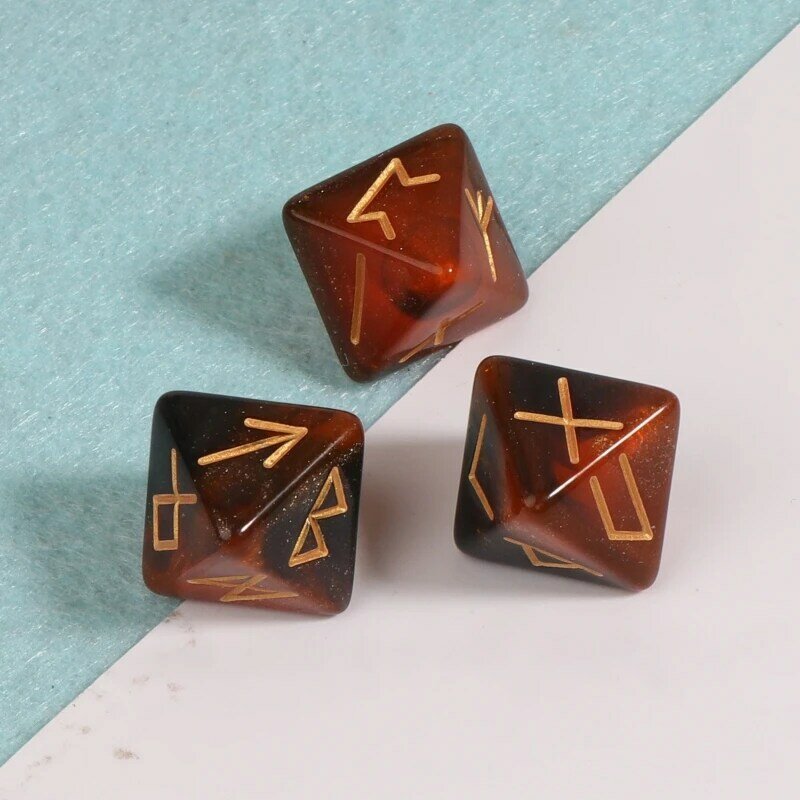 3 pezzi dadi Rune a 8 facce dadi poliedrici dadi astrologici acrilici gioco da tavolo costellazione di dadi accessorio di dio
