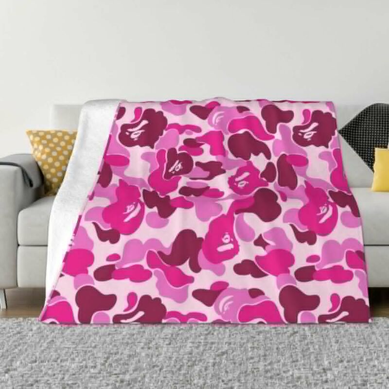 Couverture décorative rose camouflage pour canapé, couvertures à fourrure anime, lits fins, cosplay, hiver