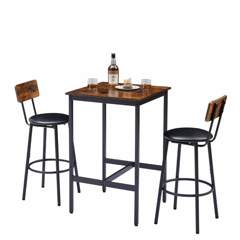 Theken höhe Ess-Set Küchentisch-Sets mit Polster Bar Stühle für kleinen Raum, dunkelbraun