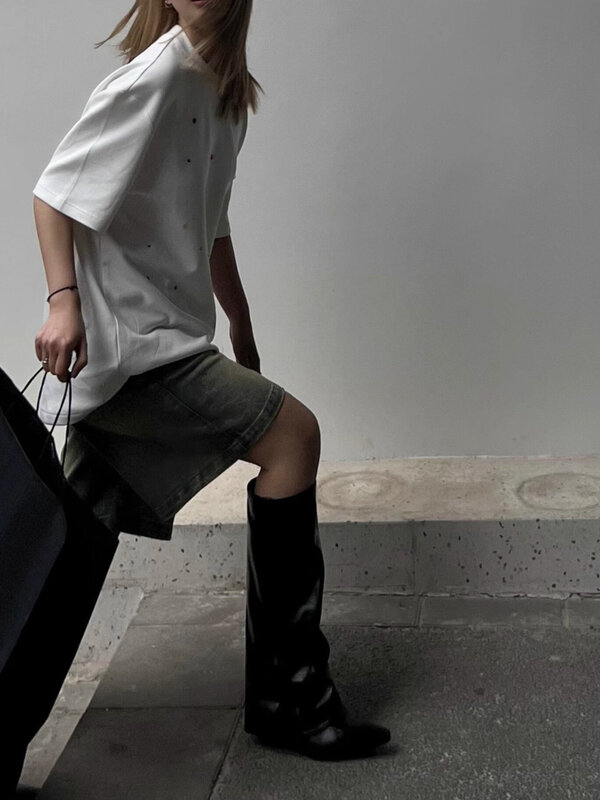Женские джинсовые шорты S-4XL, шикарная уличная одежда для отдыха с высокой талией в Корейском стиле, летняя простая Удобная Студенческая одежда до колена, Новинка