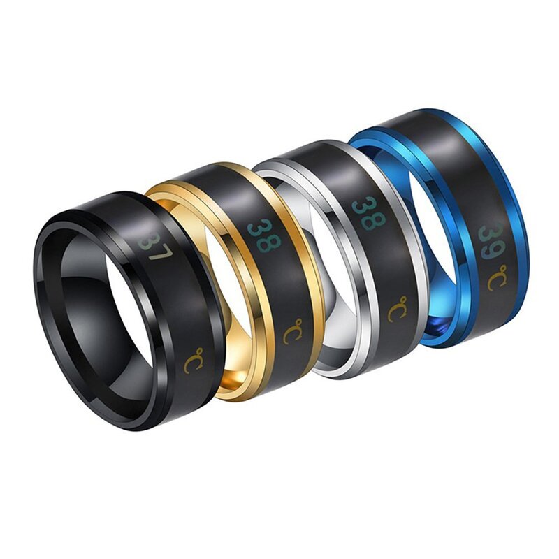 Dimensioni #6-13 anello sensore intelligente anello di temperatura corporea Display di moda in acciaio inossidabile Test di temperatura in tempo reale anello di coppia di gioielli da dito