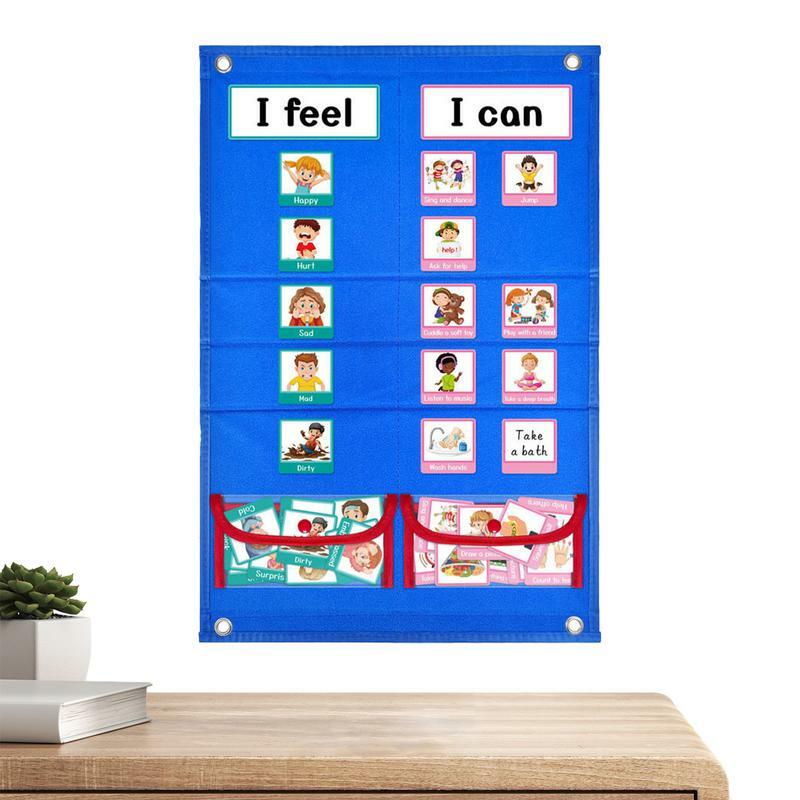 Chore Chart For Kids Daily Schedule Board con 54 schede di attività programma visivo con due tasche portaoggetti rimovibili