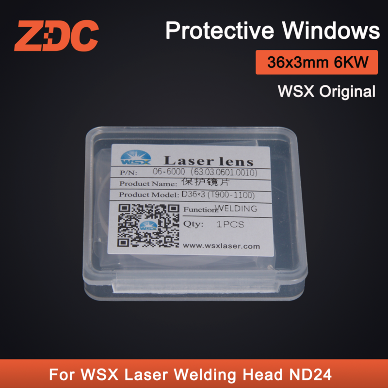 ZDC 10 sztuk/partia WSX oryginalne szyby ochronne/Lens36 * 3mm 4KW JGS1 topiona krzemionka do głowicy spawalniczej WSX ND24